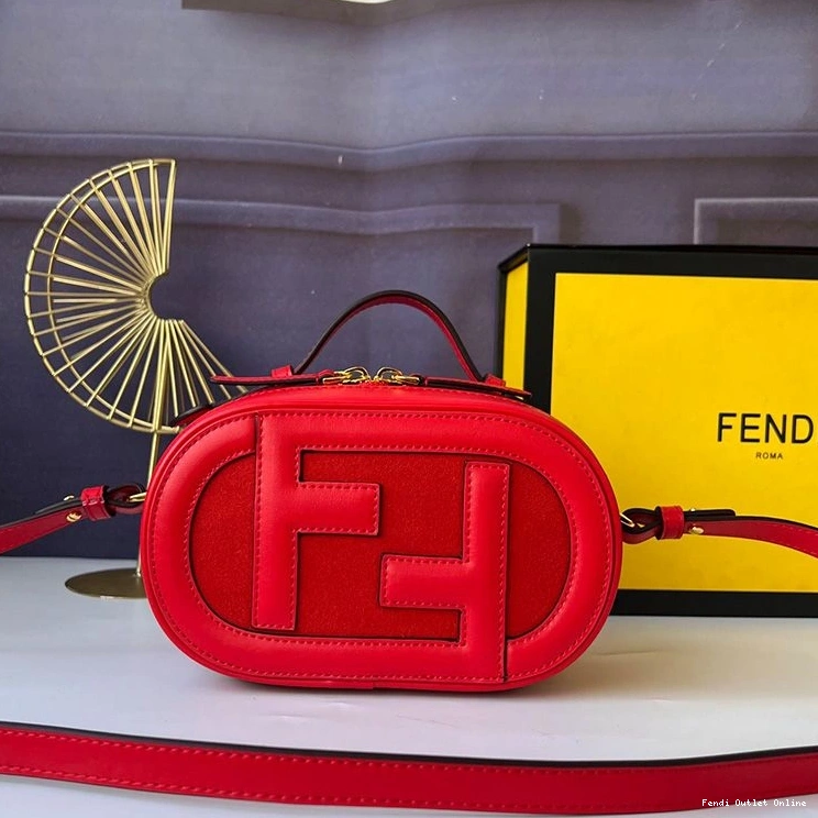 Affordable Leather Camera Red In Fendi Calf O'Lock Case Mini 0725